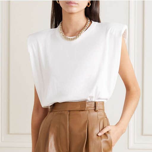 net-a-porter.com, Frankie Shop Eva Padded Shoulder Muscle T-Shirt