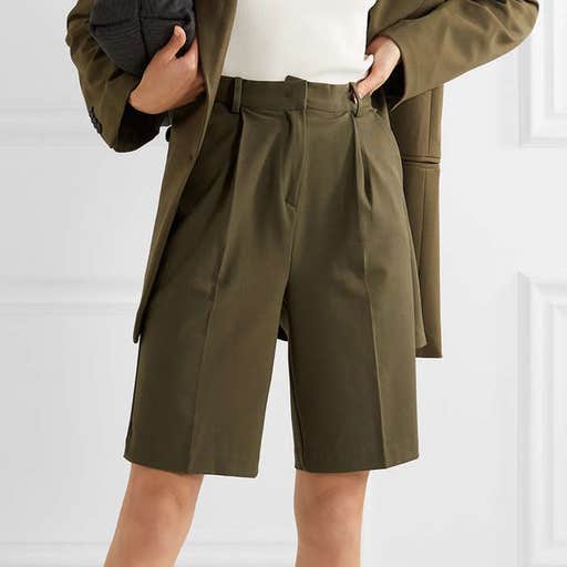 net-a-porter.com, Frankie Shop Julie Pleated Gabardine Shorts