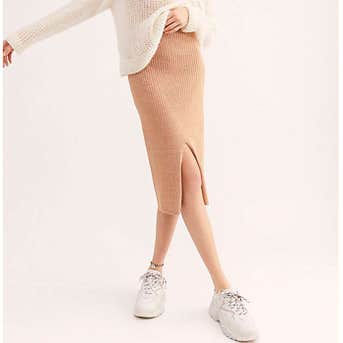 Free People Skyline Rib Midi Skirt