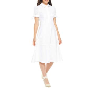 Gal Meets Glam Judith Puff Sleeve Cotton Eyelet Dress