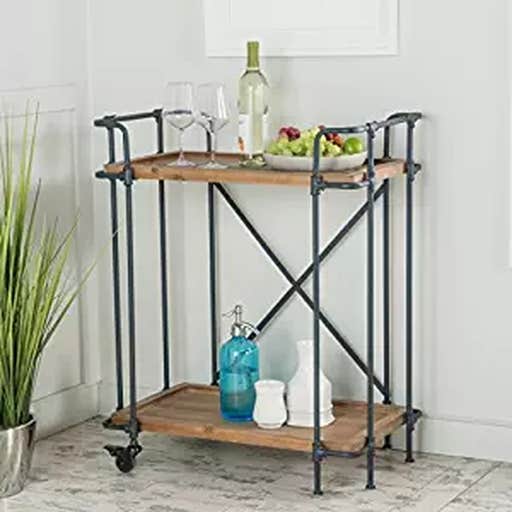 amazon.com, GDF Studio Waldman Antique Finish FIr Wood and Iron Coffee Cart