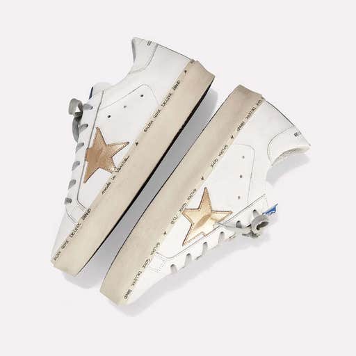 intermix, Golden Goose Hi Star Gold Leather Low-Top Sneakers