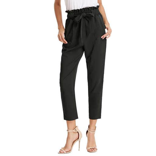 amazon.com, Grace Karin Cropped Paper Bag Waist Pants With Pockets