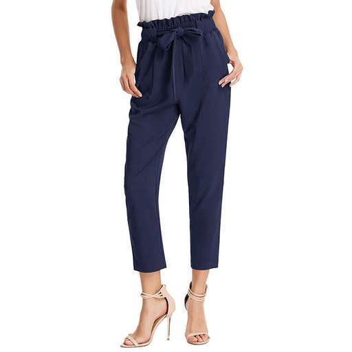 amazon.com, Grace Karin Cropped Paper Bag Waist Pants With Pockets