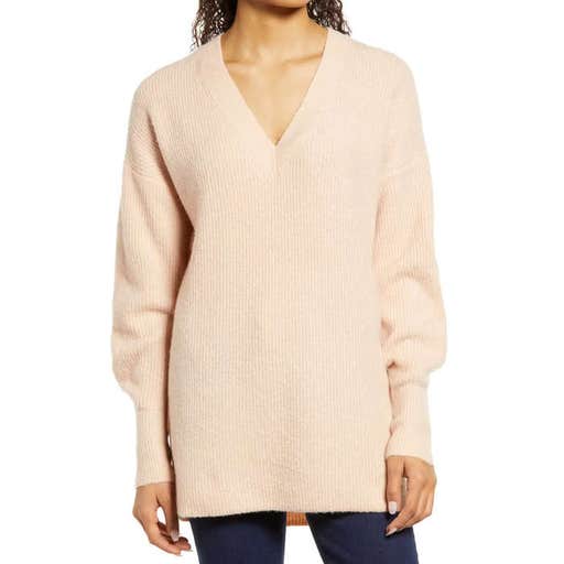 nordstrom.com, Halogen Cozy V-Neck Tunic Sweater