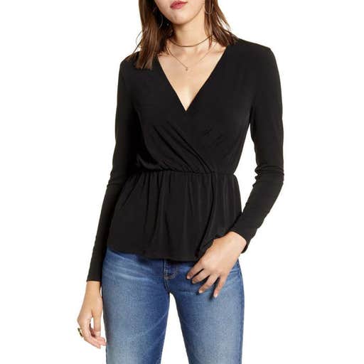 nordstrom.com, Halogen Knit Surplice Faux Wrap Top