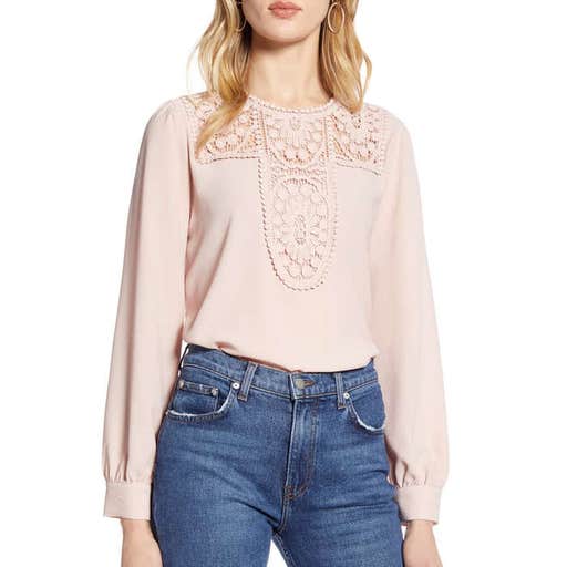 nordstrom.com, Halogen Lace & Crepe Blouse