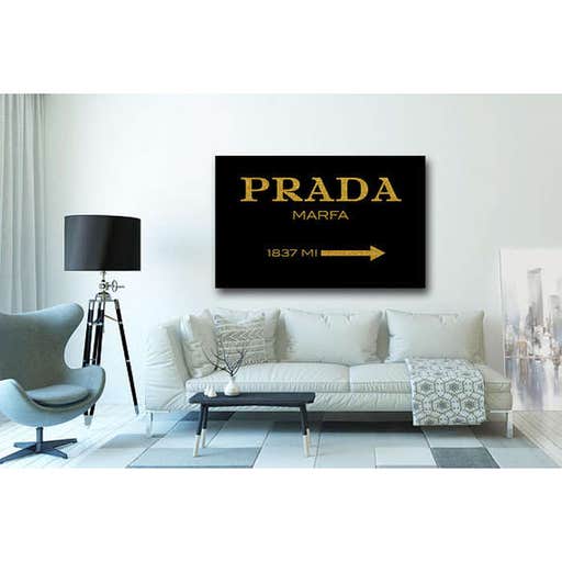 etsy.com, Handmade LUXArt Black and Gold Prada Marfa Sign