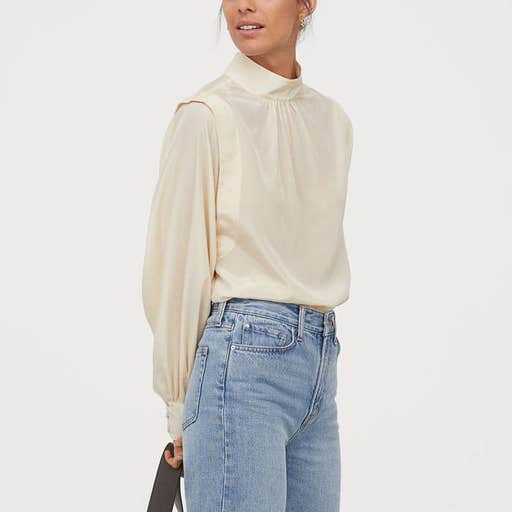 hm.com, H&M Blouse With Stand-Up Collar