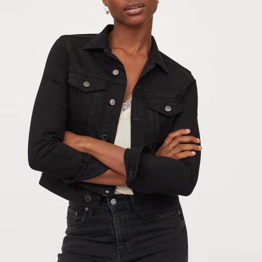hm.com, H&M Denim Jacket In Black Denim