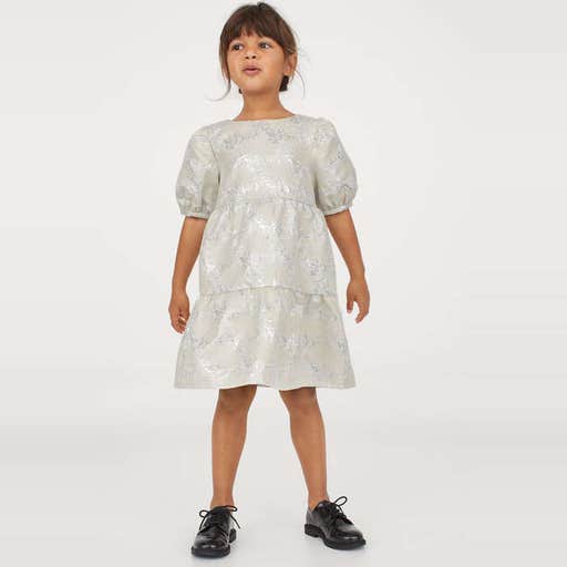 hm.com, H&M Puff-Sleeved Brocade Dress