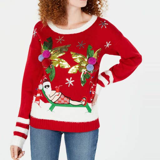 macys.com, Hooked Up by IOT Tropical Santa Sweater