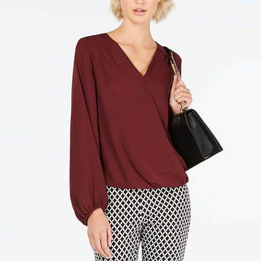 macys.com, INC International Concepts Dot-Print Surplice Top