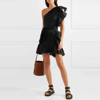 Isabel Marant Étoile Teller One-Shoulder Ruffled Linen Mini Dress