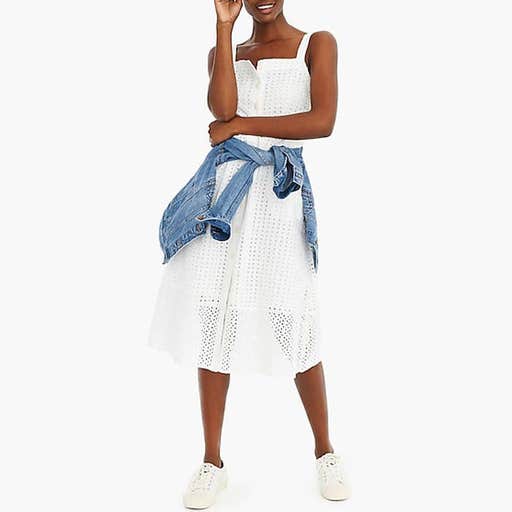 jcrew.com, J.Crew Classic Button-Front Midi Sundress