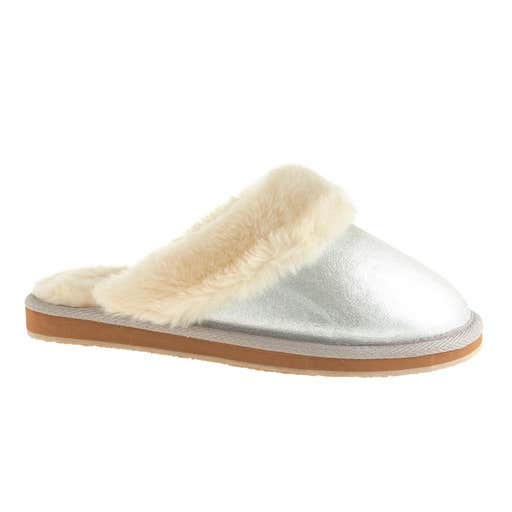jcrew.com, J.Crew Metallic Shearling Scuffs