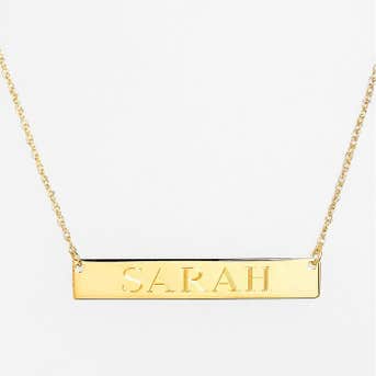 Jane Basch Designs Personalized Bar Pendant Necklace