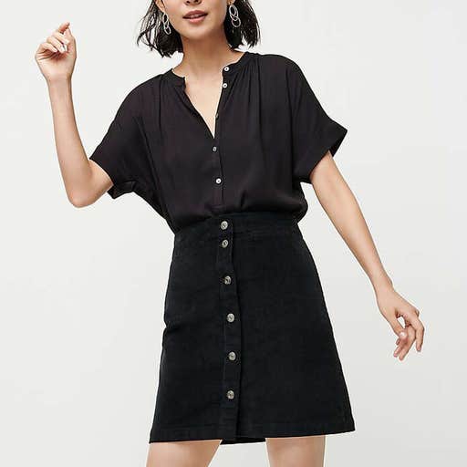 jcrew.com, J.Crew Garment-Dyed Button-Front Mini Skirt