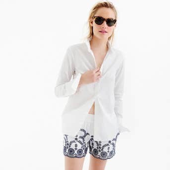 J.Crew Pull-On Short With Flowered Embroidery