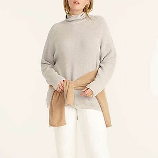 jcrew.com, J.Crew Ribbed Cotton-Cashmere Relaxed Turtleneck Sweater