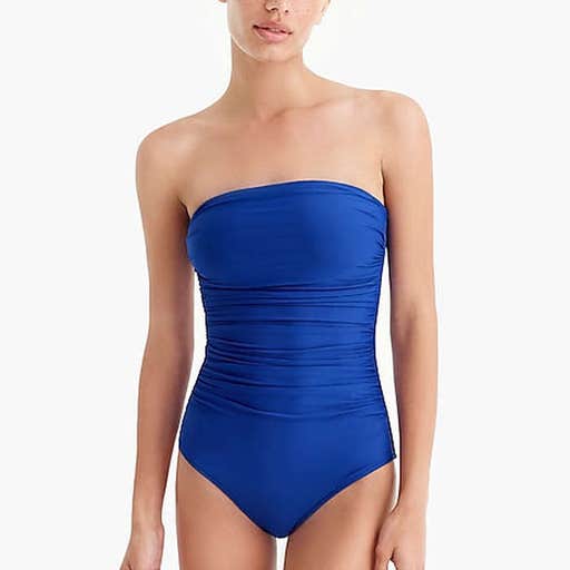 jcrew.com, J.Crew Ruched Bandeau One-Piece Swimsuit