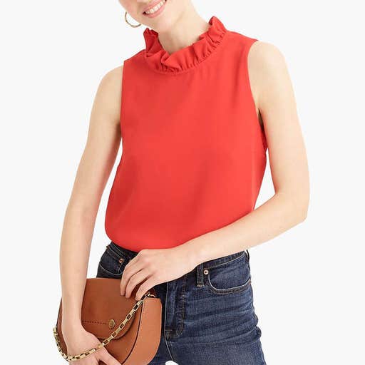 jcrew.com, J.Crew Ruffle-Neck Top In 365 Crepe