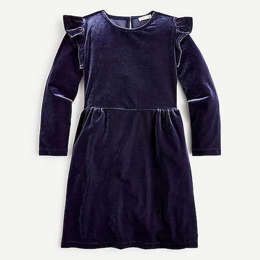 jcrew.com, J.Crew Ruffle-Shoulder Dress In Velvet