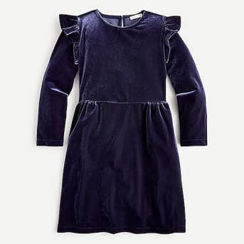 J.Crew Ruffle-Shoulder Dress In Velvet