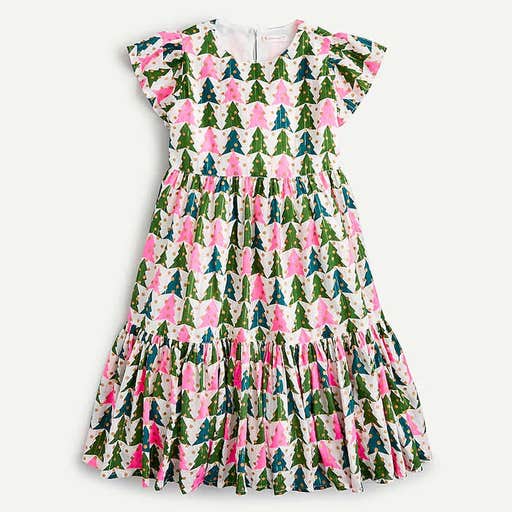 jcrew.com, J.Crew Tiered Dress In Winter Trees