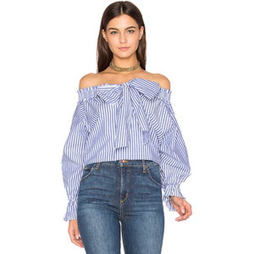 revolve.com, J.O.A. Stripe Off Shoulder Blouse