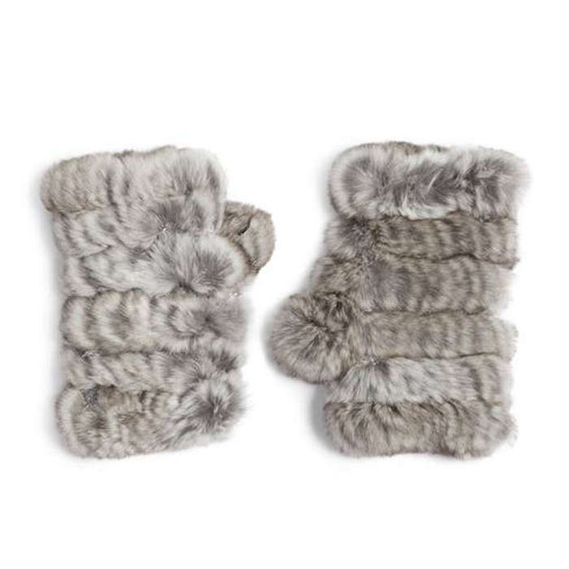 Jocelyn Genuine Rabbit Fur Fingerless Knit Mittens