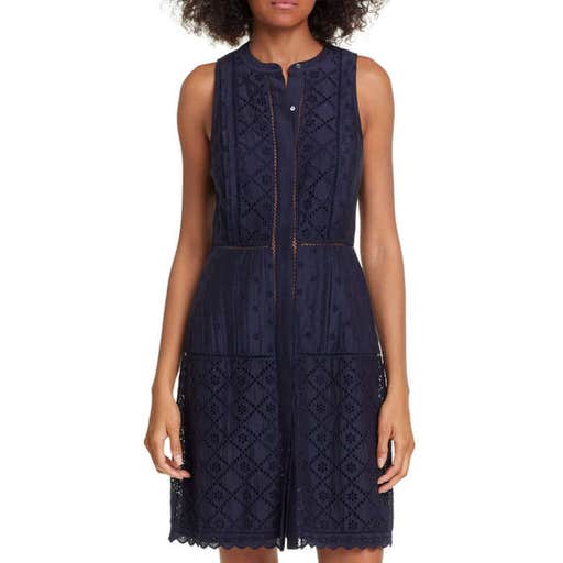 nordstrom.com, Joie Zakari Eyelet Detail Cotton & Silk Sleeveless Dress