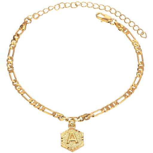 amazon.com, Kelistom 18k Gold Plated 4mm Figaro Chain Initial Anklet