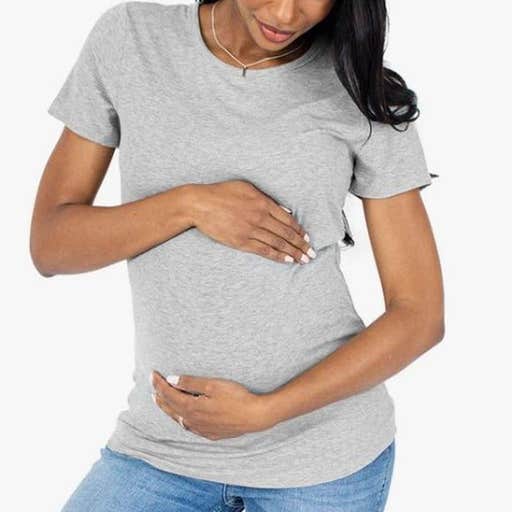 kindredbravely.com, Kindred Bravely Ribbed Bamboo Maternity Crew Neck T-shirt