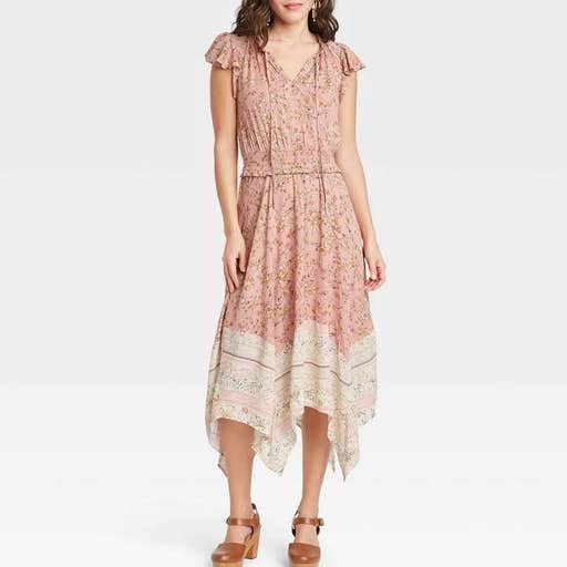 target.com, Knox Rose Flutter Short Sleeve Smocked Waist Dress