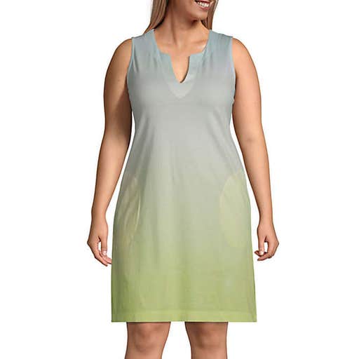 landsend.com, Lands' End Plus Size Cotton Jersey Sleeveless Swim Cover-Up Dress