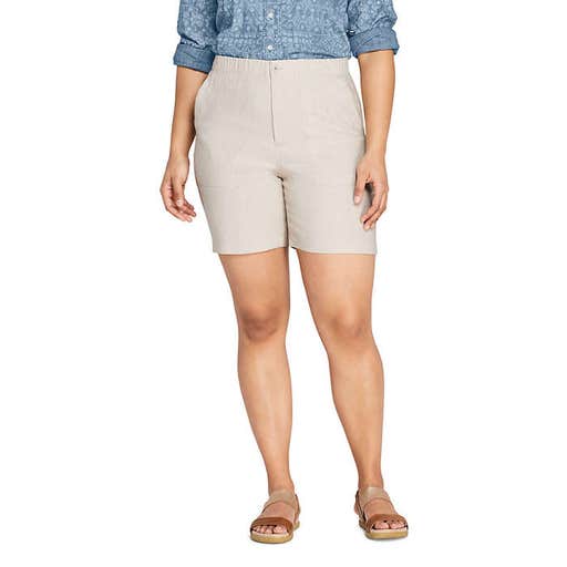 landsend.com, Lands' End Plus Size High Rise Linen Shorts