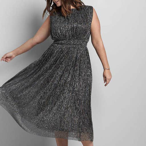 lanebryant.com, Lane Bryant Belted Metallic Fit & Flare Dress