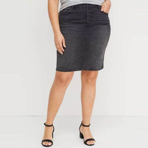 lanebryant.com, Lane Bryant Washed Black Denim Skirt