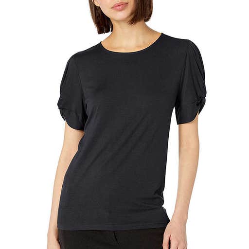 amazon.com, Lark & Ro Crew Neck Twist Detail Short Sleeve Knit Top