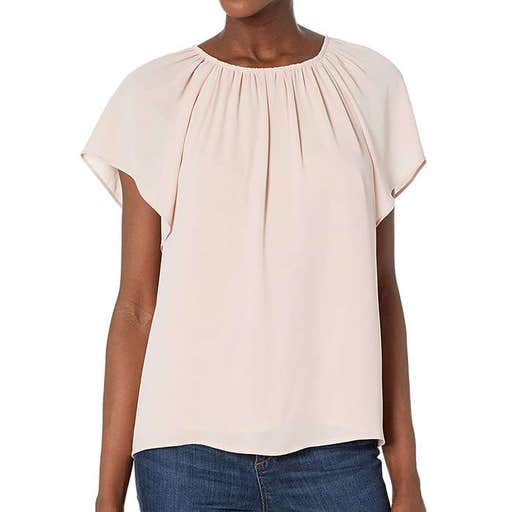 amazon.com, Lark & Ro Georgette Flutter Short Sleeve Crewneck Top