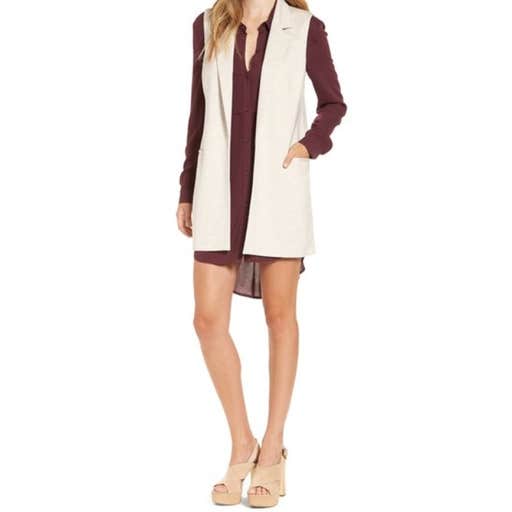 nordstrom.com, Leith Stretch Ponte Long Vest