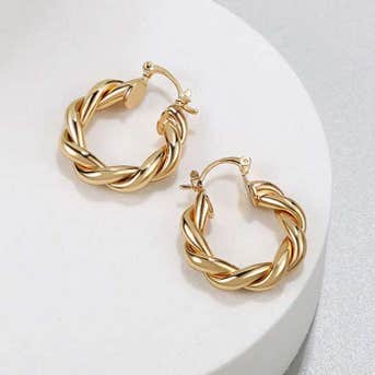Lilie&White Twisted Gold Chunky Hoop Earrings