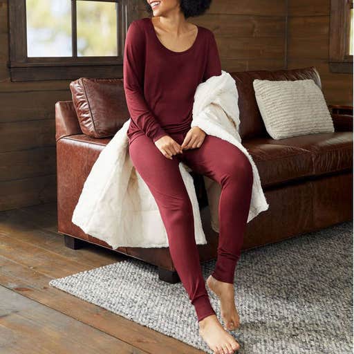 llbean.com, L.L.Bean Silk Pointelle Long-Sleeve Scoopneck and Pants