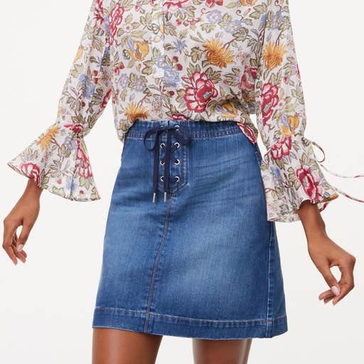 loft.com, Loft Lace Up Denim Skirt