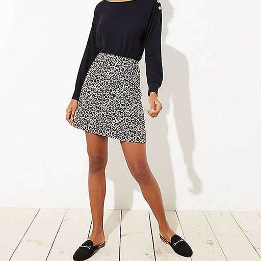 loft.com, Loft Leopard Jacquard Pocket Skirt