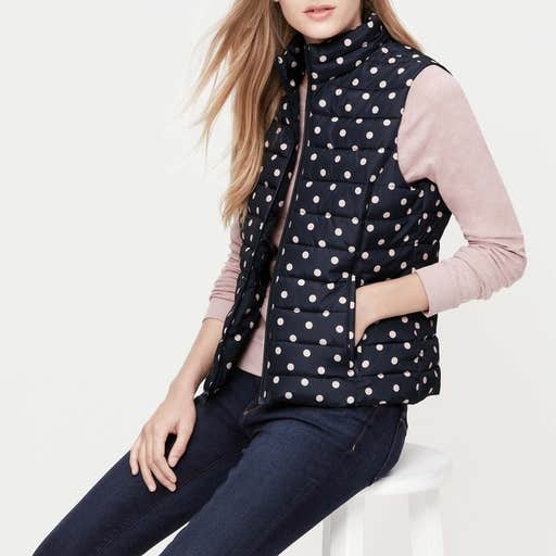 loft.com, Loft Polka Dot Quilted Puffer Vest