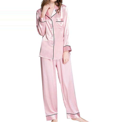 amazon.com, Lonxu Satin Button Down Pajama Set