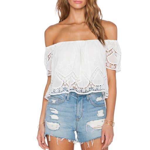 revolveclothing.com, Lucy Paris Blushing Lace Crop Top