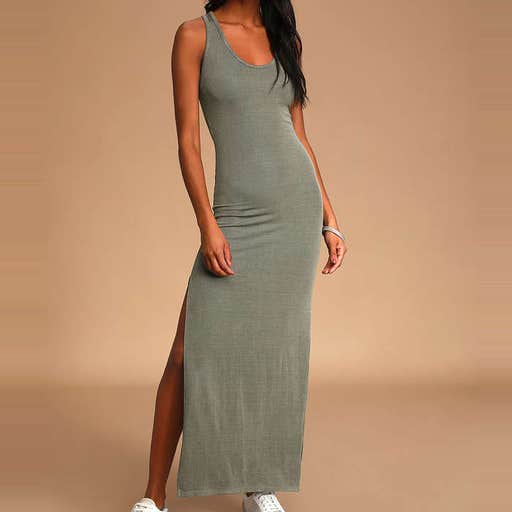 lulus.com, Lulu's Relaxed But Not Least Ribbed Sleeveless Maxi Dress